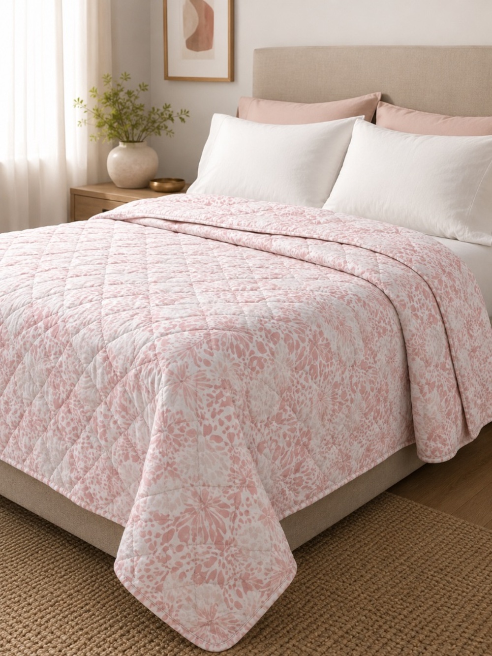 Betsey Johnson 3 Pc Full Queen Quilt Set Pink Floral Ultra Soft NWT 88x88